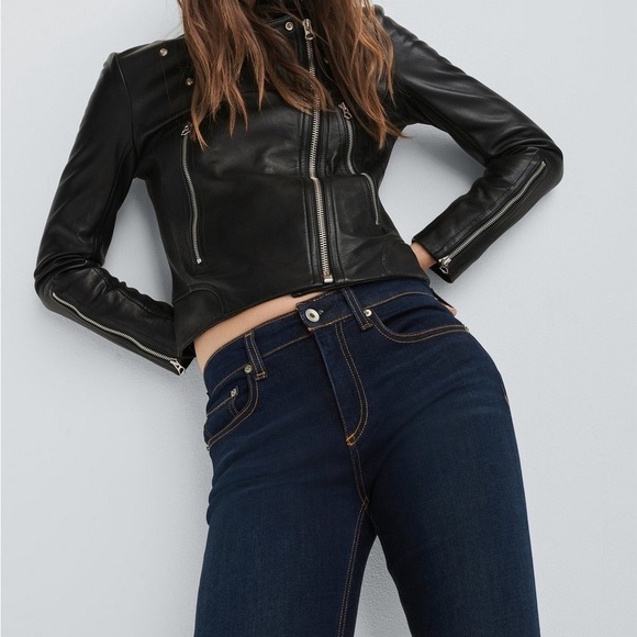 Rag & Bone Nina Hi Rise Skinny Jeans Stretch Marine Blue Contrast Stitching - Picture 6 of 15